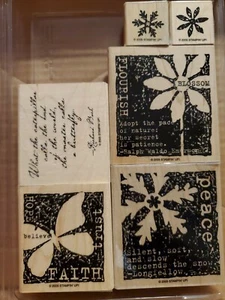 Stampin Up! Nature's Secret 6 Piece Rubber Stamp Set Flowers Snowflakes Faith... - Picture 1 of 3