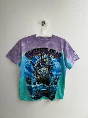 camisa azul líquida, grateful dead, navio de tolos, estampa lateral dupla, camisa tie dye - Imagem 1 de 4