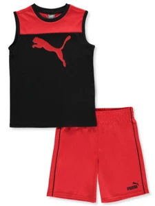 PUMA BOYS OUTFIT - 231 RED BLACK SZ 6 - BASKETBALL SOCCER SHIRT SHORTS SET 2 - Picture 1 of 1