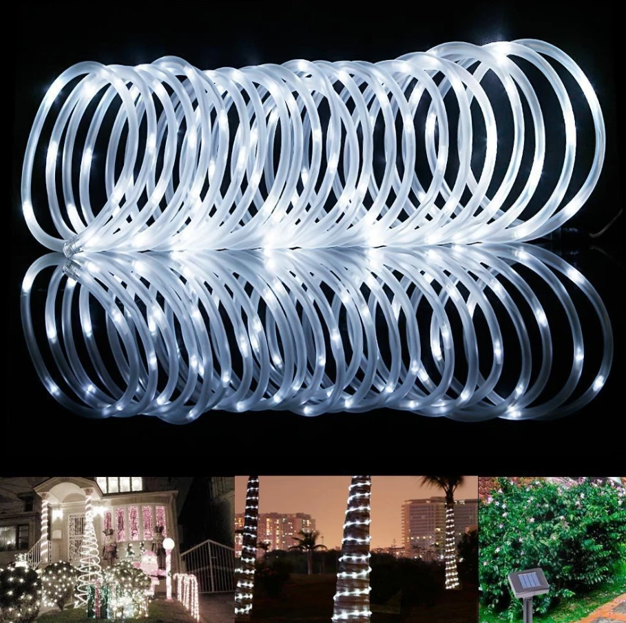 Solar LED String Lights Rope Tube Fairy Outdoor Garden Waterproof Camping Decor - Image 1 of 4