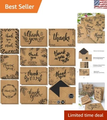 Versátiles 150 notas de agradecimiento a granel y sobres Kraft - ideales para celebraciones Foto 1 de 4