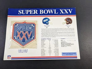 SUPER BOWL 25 Giants / Bills 1991 Willabee & Ward OFFICIAL SB XXV NFL PATCH CARD - Picture 1 of 3