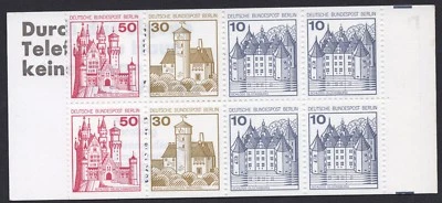 Germany Berlin 1980 - Booklet 2 - Castles - Glucksburg - Neuschwansein - MNH - Image 1 of 2