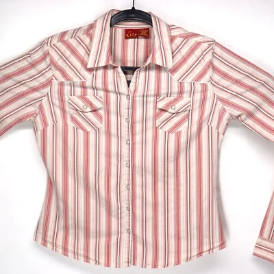 Tilt Pearl Snap Western Shirt Womens Large Pink Stripes Juniors Long Sleeve - Image 1 of 4