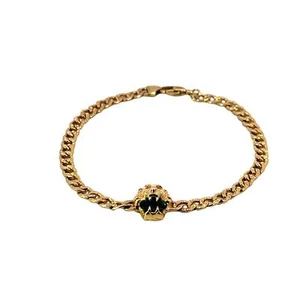 Gucci Lion Curb Chain Bracelet with Chrome Diopside Made 18 Karat Yellow Gold - Picture 1 of 6