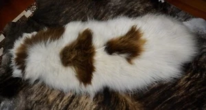 Natural Brown on White Long Wool  Icelandic Sheepskin Rug- From The Cold North - Picture 1 of 12