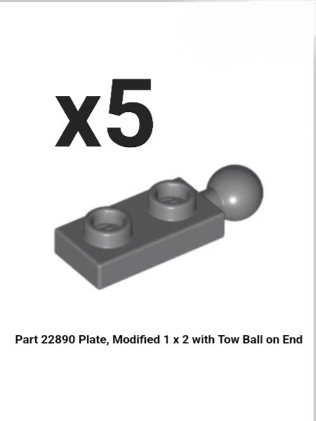 LEGO Part 22890 x5 DARK BLUISH GRAY Plate, Modified 1 x 2 with Tow Ball on End - Image 1 of 1