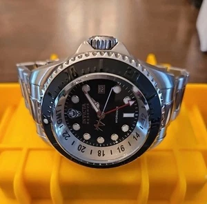 Invicta Hydromax GMT 16966 Reserve Men's 52MM Silver Steel Black Dial Watch - Picture 1 of 13