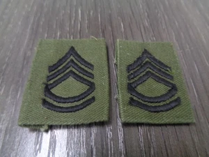 OD GREEN USMC E7 GUNNERY SERGEANT   COLLAR PATCH SETS USED - Picture 1 of 5