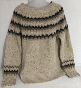 Vince Cashmere Sweater Small Fair Isle Ivory 100% Cashmere Distressed Stained - Foto 1 di 17