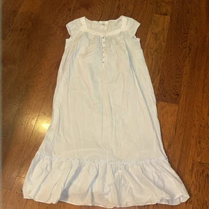 Eileen West Pale blue Cotton Sleeveless Longer Nightgown Blue Small EUC - Picture 1 of 16