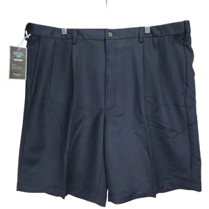 Pantaloncini da golf Haggar Cool 18 vita espandibile 42 preppy plissettati blu navy nuovi con etichette - Foto 1 di 7