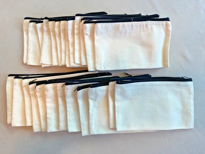 Blank Canvas Zipper Pouch Lot of 25 DIY Craft Bags, Makeup Bags, Pencil Case - Image 1 of 4