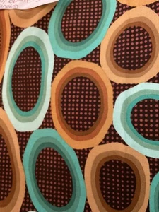 1 Yard Teal & Brown Abstract By Cranston 44” Wide 100% Cotton - Picture 1 of 1