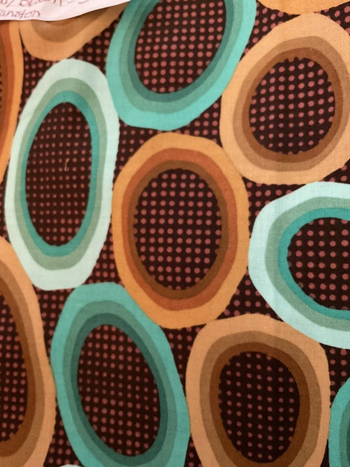 1 Yard Teal & Brown Abstract By Cranston 44” Wide 100% Cotton - Image 1 of 1