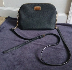 Michael Kors Jet Set Black Saffiano Leather Crossbody Zip Bag Purse Chain Strap - Picture 1 of 18