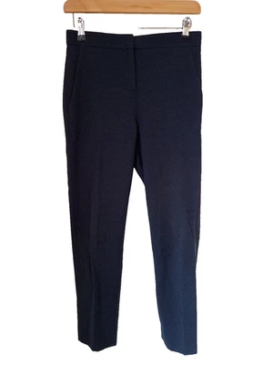 Jigsaw London UK 6 Blue Jacquard Slim Leg Cotton Mix Trousers Workwear Career - Image 1 of 4