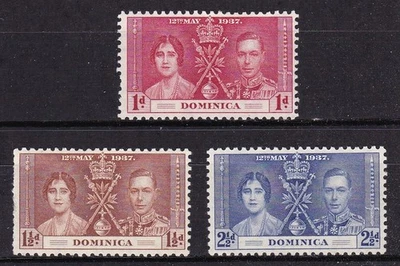 DOMINICA #94-96 MH CORONACIÓN REY GEORGE VI Y REINA ISABEL Foto 1 de 2