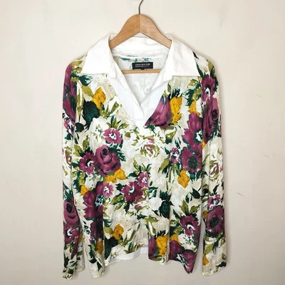 Jones New York 2X Floral Sweater Removable Collar Layered Look Plus Women's - Image 1 of 4