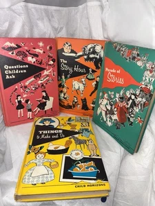 Vintage 1950s Child Horizons Books Lot Set 4 Illustrated Children’s Series - Foto 1 di 24