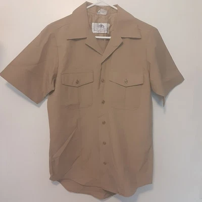 Мужская рубашка DSCP Quarterdeck Collection на пуговицах хаки с коротким рукавом размер S - Изображение 1 из 4