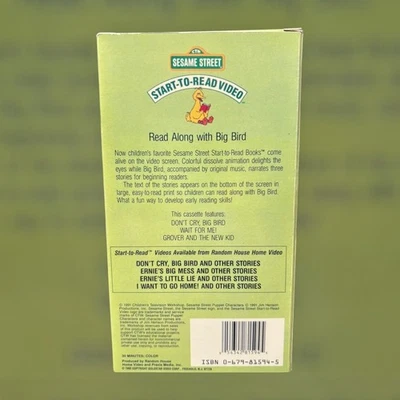 Don't Cry Big Bird VHS 1992 Children's Sesame Street Start-to-Read - Image 1 of 2