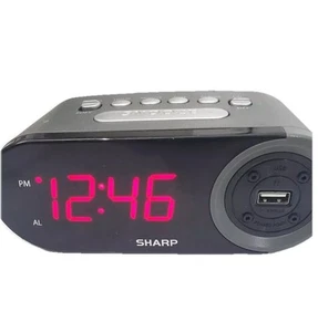 Sharp 1" Digital Alarm Clock - Red LED Display w/USB Port - Picture 1 of 5