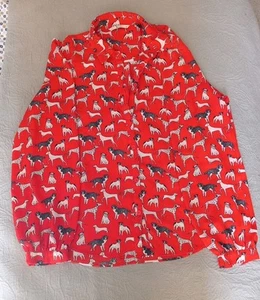 Tu Orange Dog Print Pattern Blouse Shirt Top - Dalmatian, Pug, Sausage Size 14 - Picture 1 of 6