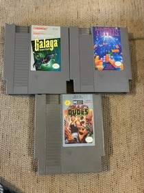 NES Retro Games Lot: Tetris, Galaga, and Bad Dudes Nintendo Entertainment System