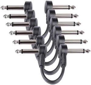 6 Inch Guitar Patch Cables 6 Pack, 1/4" TS Right Angle Effect Pedal Flat Cabl... - Picture 1 of 7