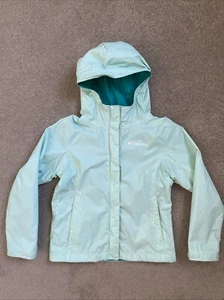 Girls Columbia Omni-Tech Size XS (6/6X) Green Zip Hooded Mesh Lined Nylon Jacket - Picture 1 of 12