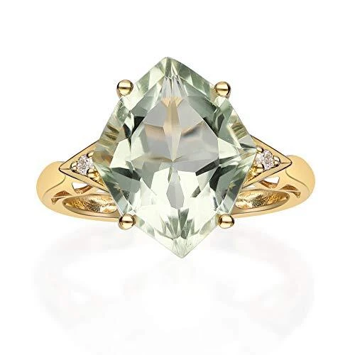 Anillo Gin and Grace Felicity Oro Amarillo 10K Corte Marquesa Amatista Verde 5.86tcw Foto 1 de 1