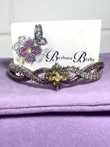Barbara Bixby Sterling 18K Citrine & Garnet Flower Cuff Bracelet - Picture 1 of 8