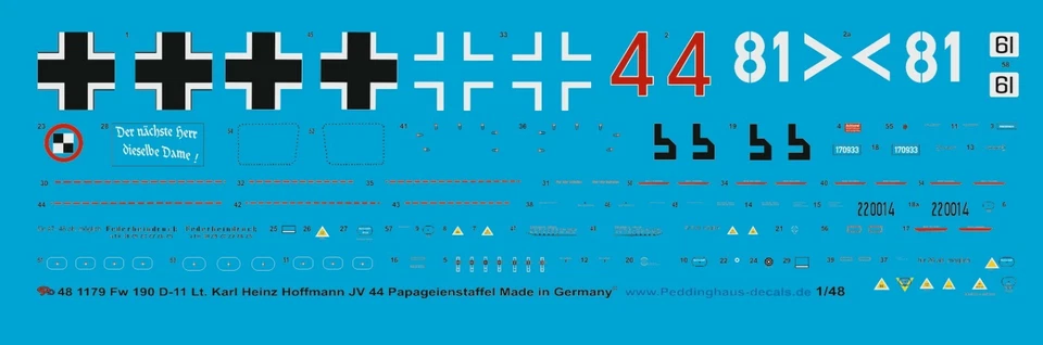 Peddinghaus-decals 1/48 1179 FW 190-d11 Leut. Karl Heinz Hoffmann JV 44