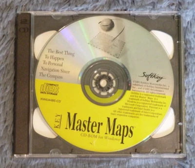Vintage 1995 Softkey Key Master Maps CD ROM Program For Windows - Image 1 of 4