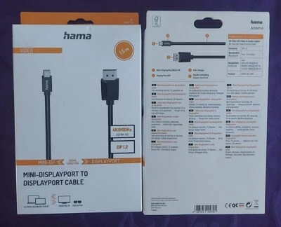 2x Mini DisplayPort DP auf zu DisplayPort DP 1,5m Kabel Konverter Full HD 4K - Bild 1 von 3