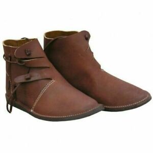 Medieval Roman Leather Shoes for Adult Men's Brown Renaissance Parties Shoes