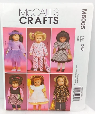 McCalls Doll Clothing Uncut Sewing Pattern M6005 Crafts Dress Coat Pjs 18" Tall - Image 1 of 2
