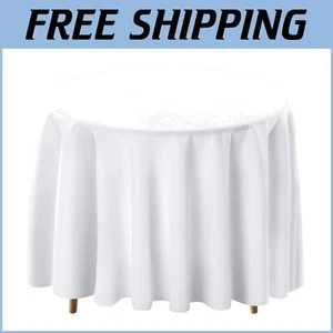 Elegant White Tablecloths for Round Tables - 120-Inch, 5-Pack, All-Season - Picture 1 of 9
