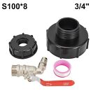 IBC Adapter S100x8 High Quality Thread 3/4 Ball Valve Outlet Valve Rainwater