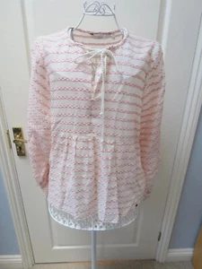 Numph Hippie Boho Tunic Top Size 12 Cotton Beige Pink Danish Embroidery Holiday - Picture 1 of 7