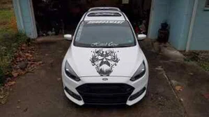 Skull Flame hood decal vinyl flamming graphic sticker fits car truck trailer 30" - Picture 1 of 6