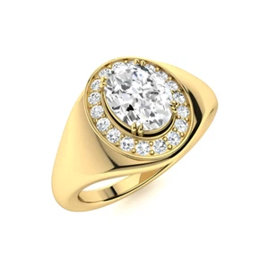 1,48 Karat ovaler IGI Lab Created Diamant Gold Hochzeit 18k gelb Herren Band E F VS - Bild 1 von 11