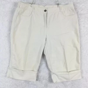 Vtg Christopher & Banks Womens Pants Capri Cuffed Cream Stretch High Rise 16 - Picture 1 of 10