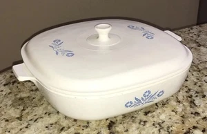 Ancienne casserole pyrocérum bleuet Corning Ware 10" avec couvercle assorti - Photo 1/5