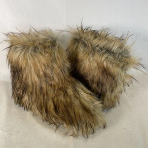 Womens Bearpaw Sasha Furry Faux Fur Brown Fashion Winter Boots Sz 11 (?) Read! - Picture 1 of 8