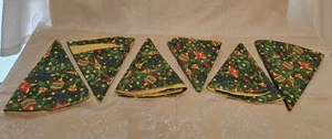 Vintage Handmade Christmas Round Placemats Set of 6 Reversible - Picture 1 of 5