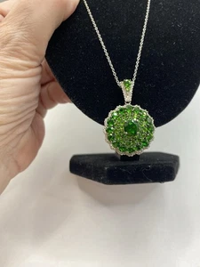 JTV Green Chrome Diopside Rhodium Over Sterling Silver Pendant 18" Chain 5.8 ctw - Picture 1 of 11