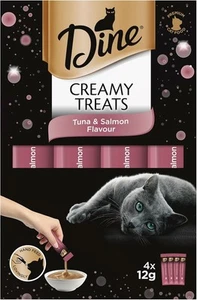 DINE Creamy Cat Treats, Tuna And Salmon Flavour, 32 x 12g Sachets - (32 Sachets) - Picture 1 of 6