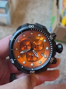 INVICTA VENOM 54mm Mens Orange Dial SWISS Ronda Chronograph Silicone Steel Watch - Picture 1 of 2